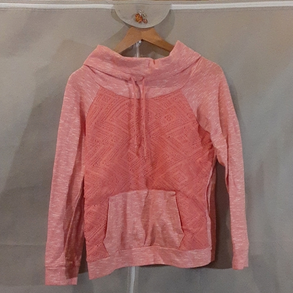 Red Camel sweater, cowl neck, heathered pink, S